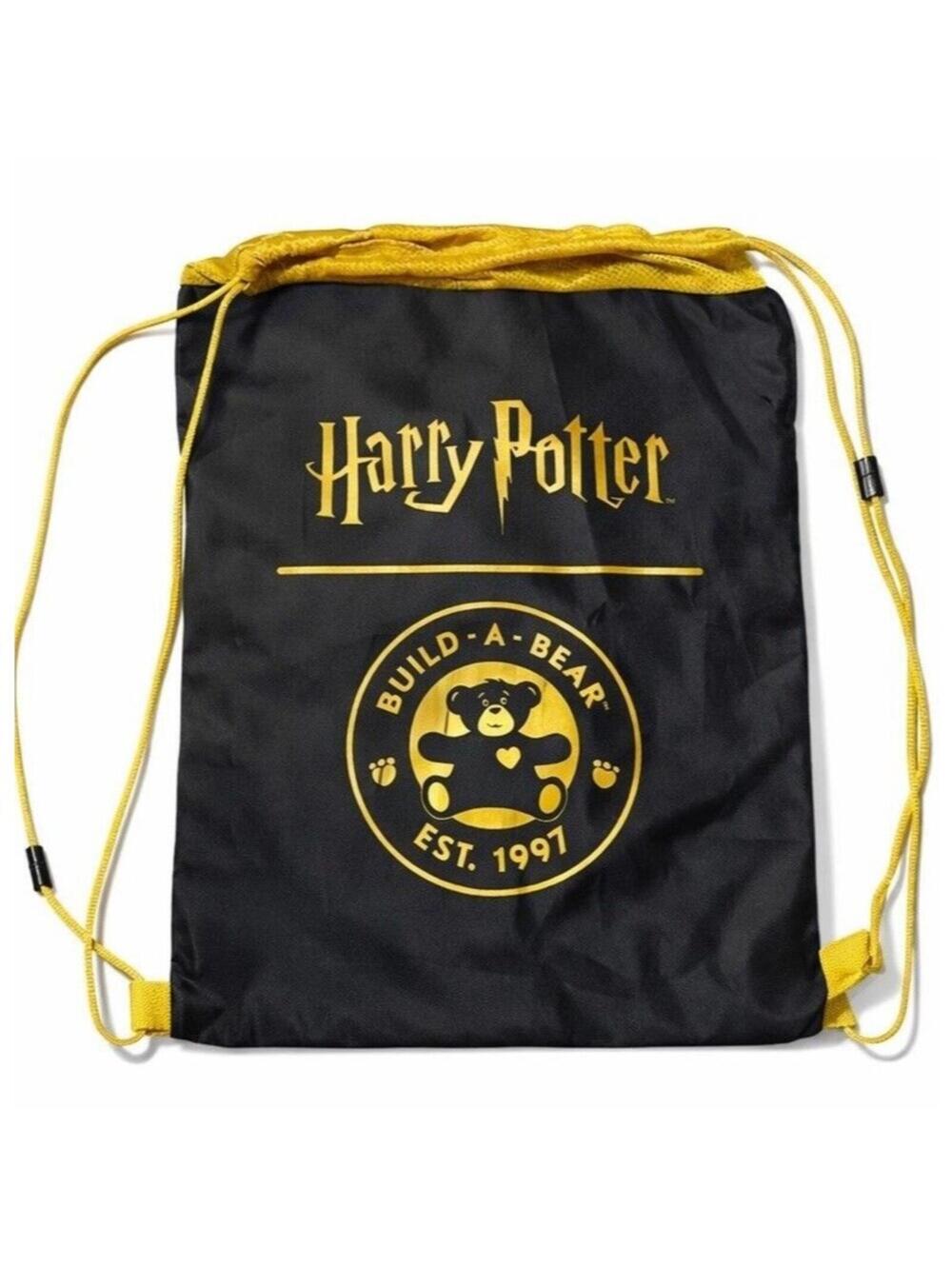 Harry Potter Build-A-Bear Drawstring Backpack Black Gold Preowned